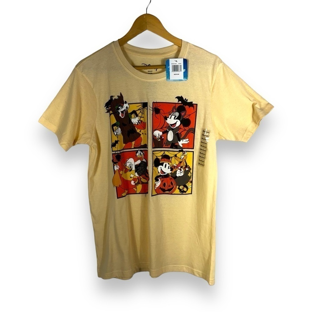 Disney Paneled Halloween Motif Graphic Short Sleeve Tee, Peach, Size Medium - Picture 1 of 11